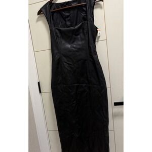 Bardot Faux Leather Sheath Dress Midi Black Us 6